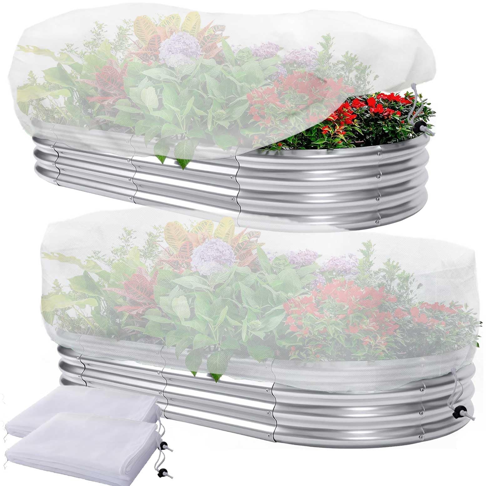 Zbello White 2 Pack Insect Netting Mesh, 51.2X31.5x21.7 Inch Garden Netting For Raised Beds, Fine Garden Netting With Drawstring, Bird Barrier Netting For Flowers Vegetables Greenhouse
