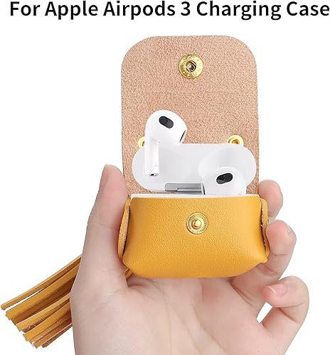 Miniatura 3 de MODOS LOGICOS Funda para Air Pods 3 (2021), funda de piel sintética con un par de borlas caídas, compatible con Apple AirPods de 3 generación, color