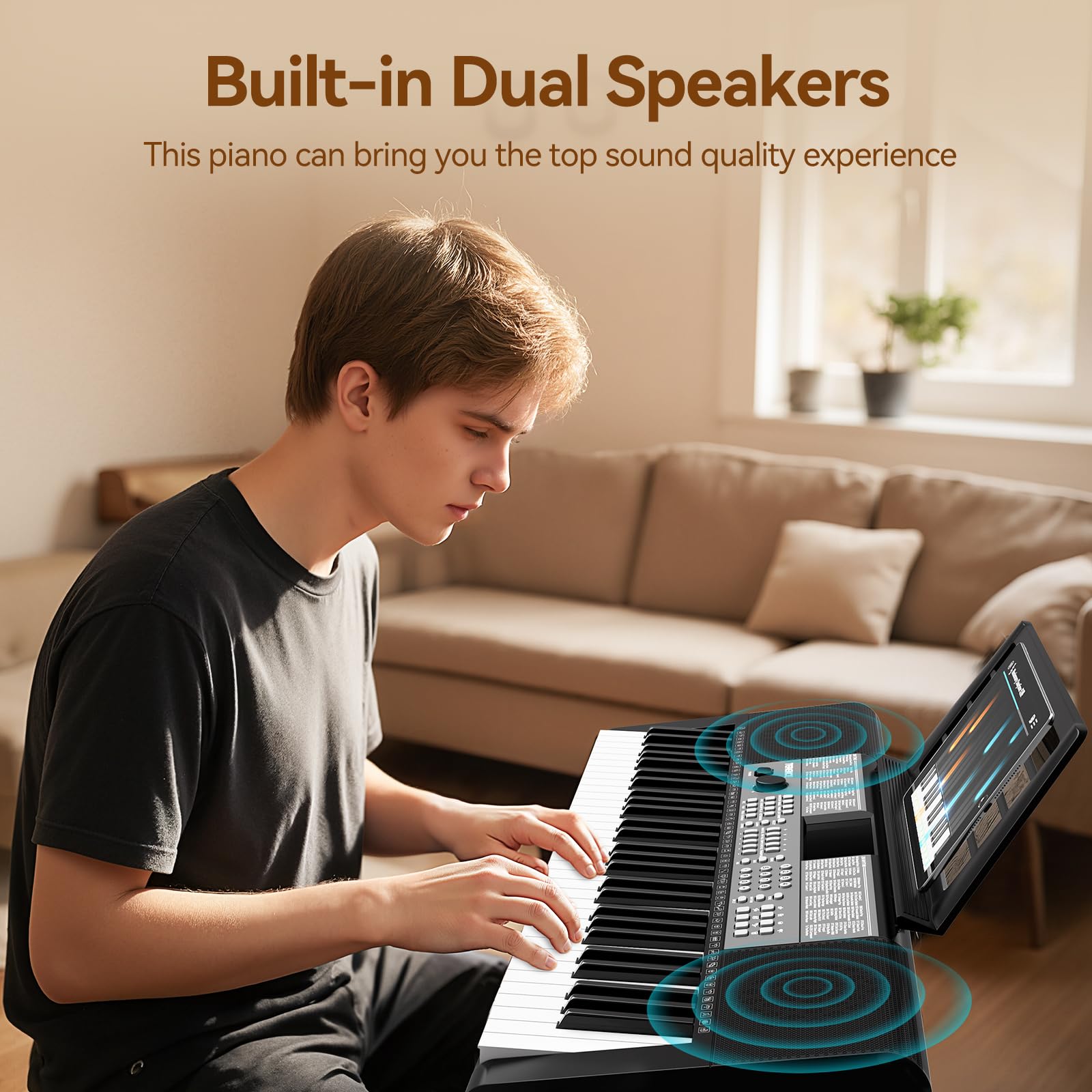 TERENCE Clavier numérique 61 touches LED Double Clavier | 255 sonorités et rythmes. Pour enfants, débutants, ados. Cadeau musical