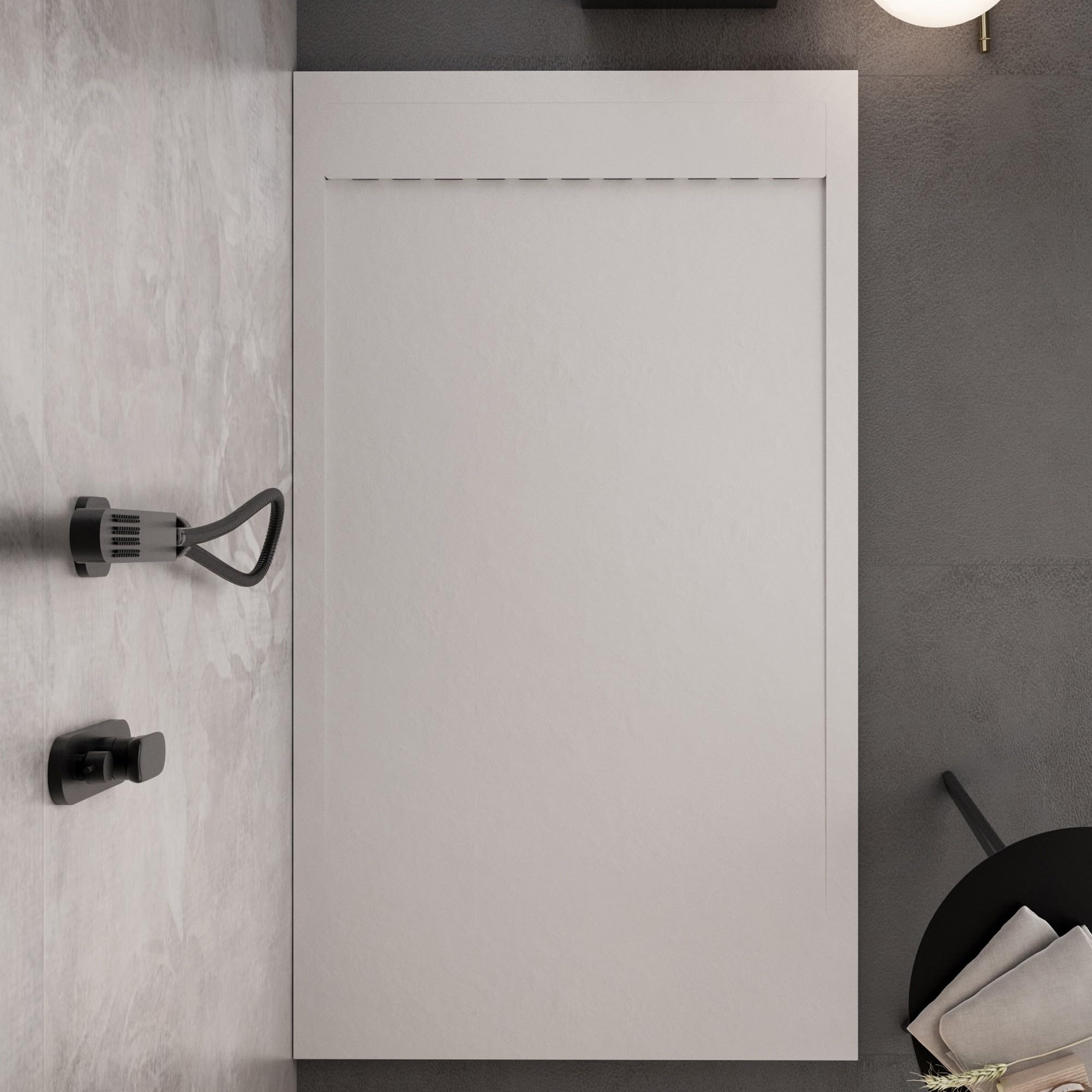 Piatto doccia bianco con scarico laterale griglia inox e piletta STAR PRESTIGE - 80x160