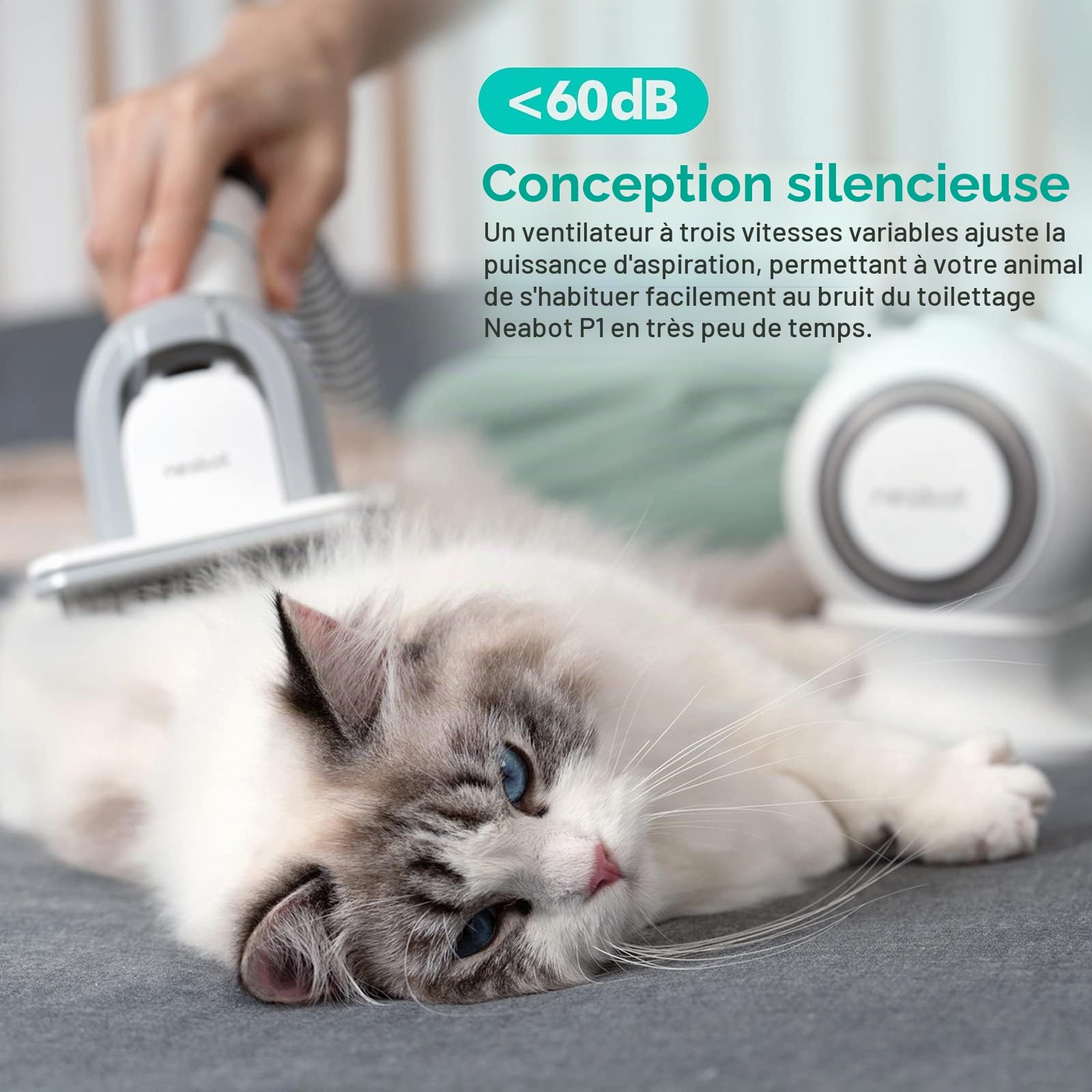 neabot P1 Pro Tondeuse pour Chien/Chat Professionnelle, Aspirateur de Poils pour Animaux, Kit de Toilettage pour Animaux, 5 Outils de Toilettage Éprouvés (Noir)