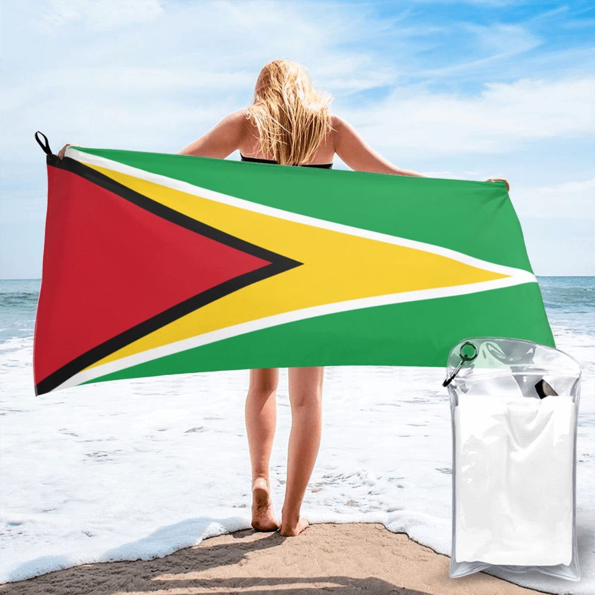 Lsjuee Flag of Guyana Microfiber Beach Towel-Quick Dry Oversized Towels Blanket for Travel Pool Camping