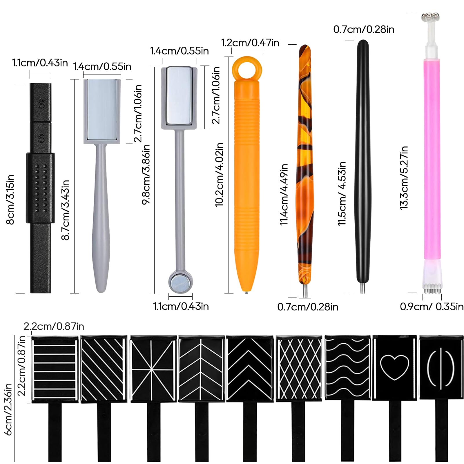TAIHOBO Nail Magnet Set, 16PCS 3D Cat Eye Magnet for Nails Portable Magnetic Nail Art Tools, DIY Magnet Stick Set - Image 2