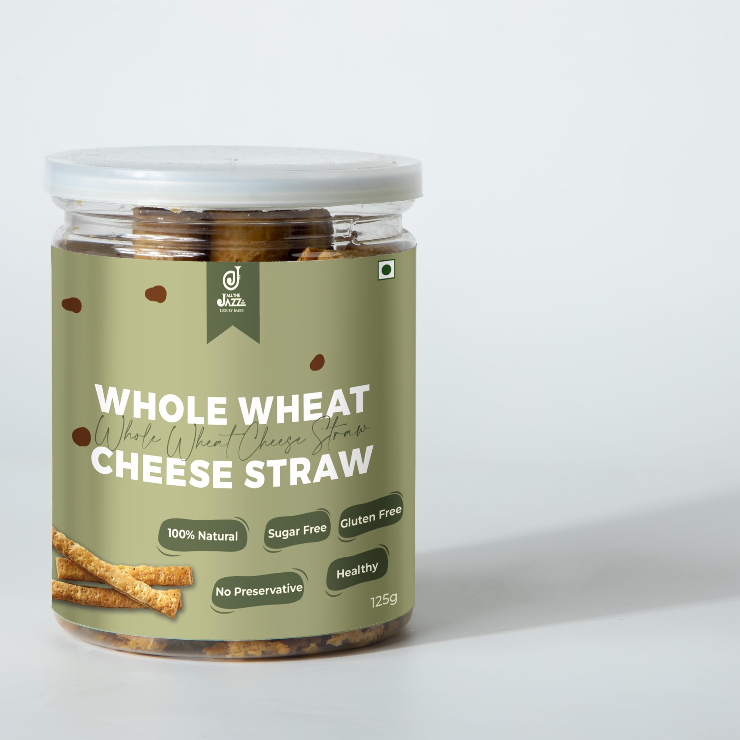 All The Jazz Luxury Bakes Whole Wheat Cheese Straw | Freshly Baked | Crunchy, Crispy & Spicy Treats For Anytime Snacking | Tasty & Preservative-Free (85 Gms Pack Of 1)