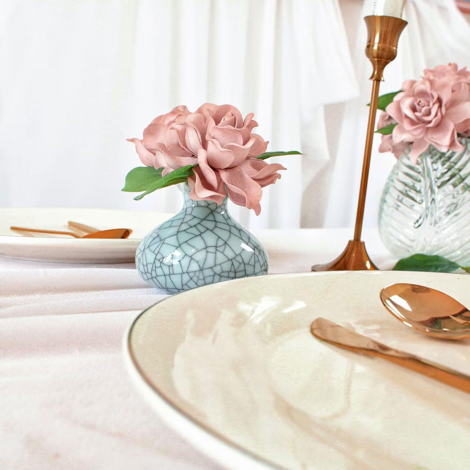 Rose Babys - Fiori artificiali realistici, fiori di gardenia finti con stelo, per bouquet di nozze fai da te, centrotavola, addio al nubilato, feste, decorazioni per la casa (rosa rosa)