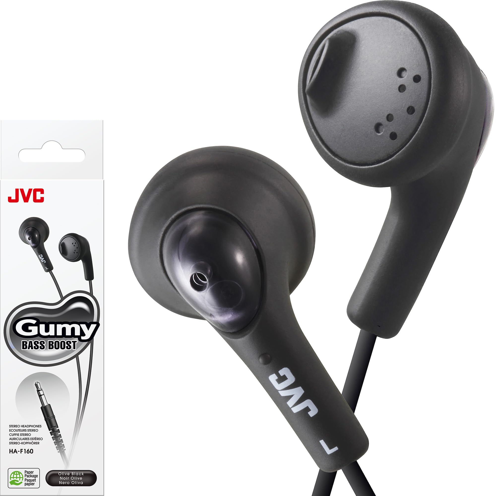 JVCHAF160B Gumy Ear Bud Headphone Black