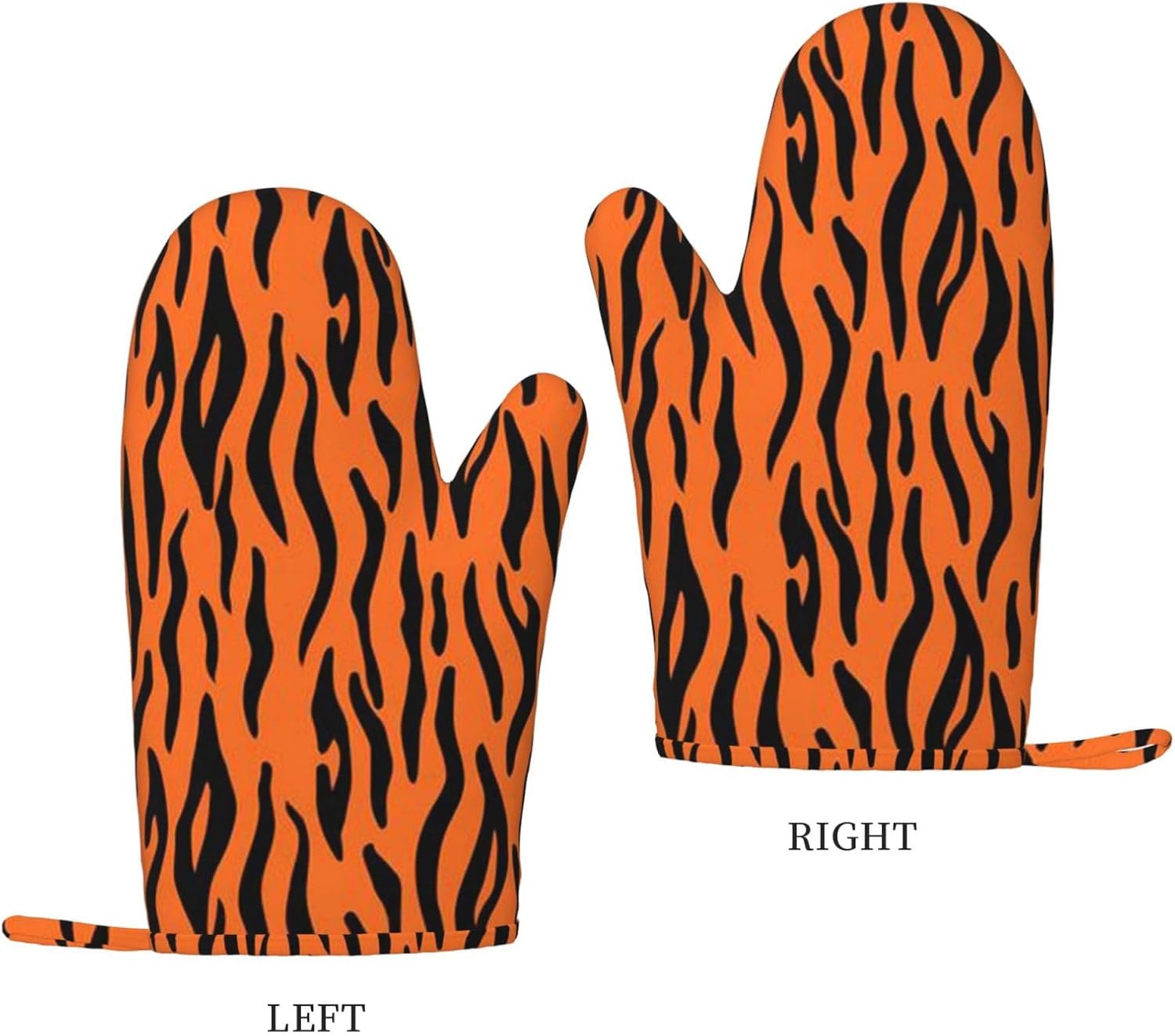 Tiger Stripes Orange Pattern Oven Mitts and Pot Holders Set of 4 Heat Resistant Kitchen Gloves with Silicone Palm Hot Pads for Baking Cooking Grilling BBQ