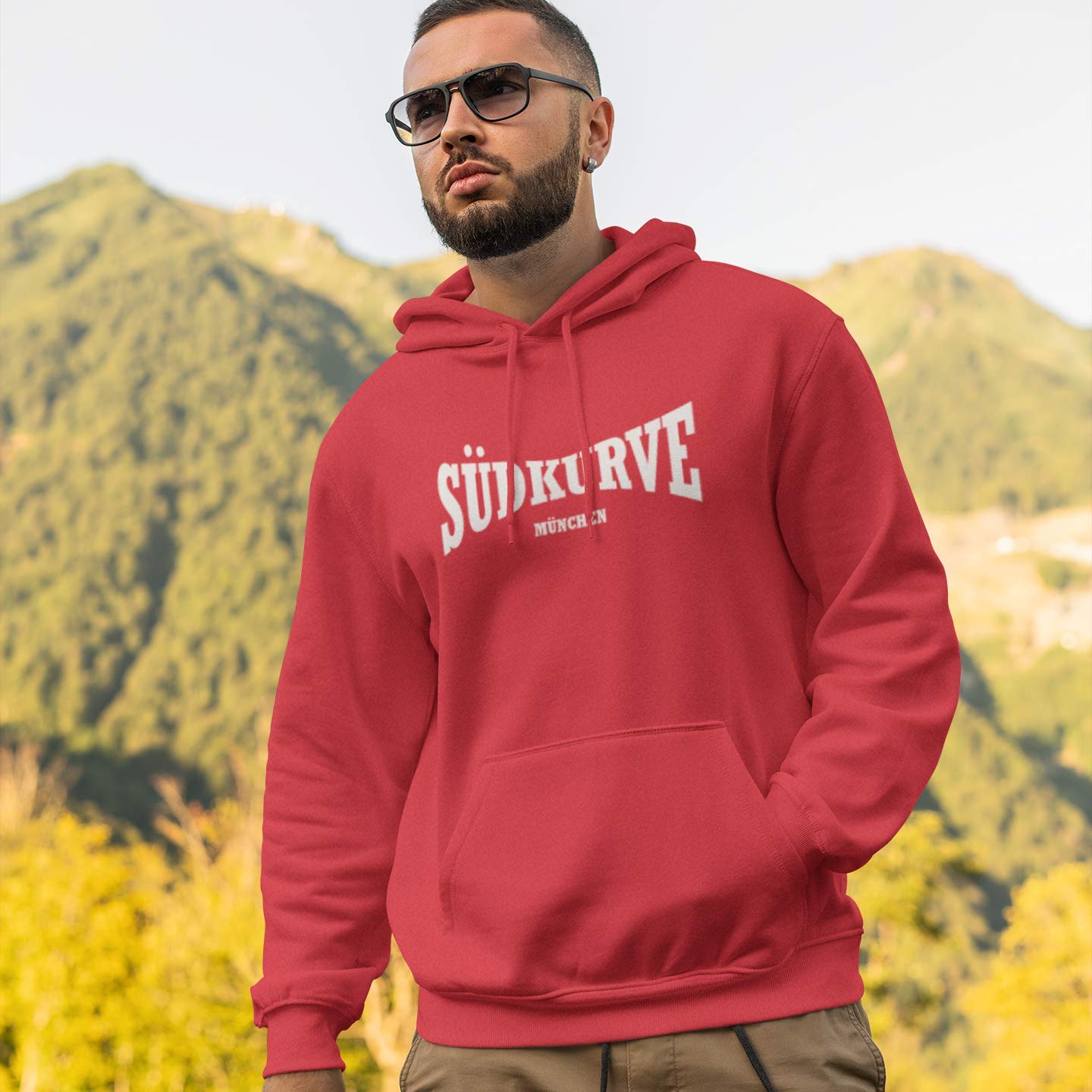 Herren Pullover Hoodie Südkurve München Bayern rot