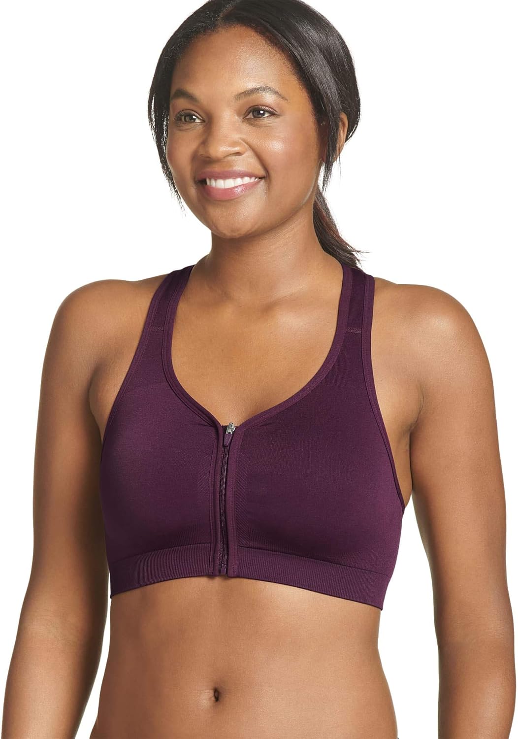 Jockey Women's Mid Impact Zip Front Sports Bra