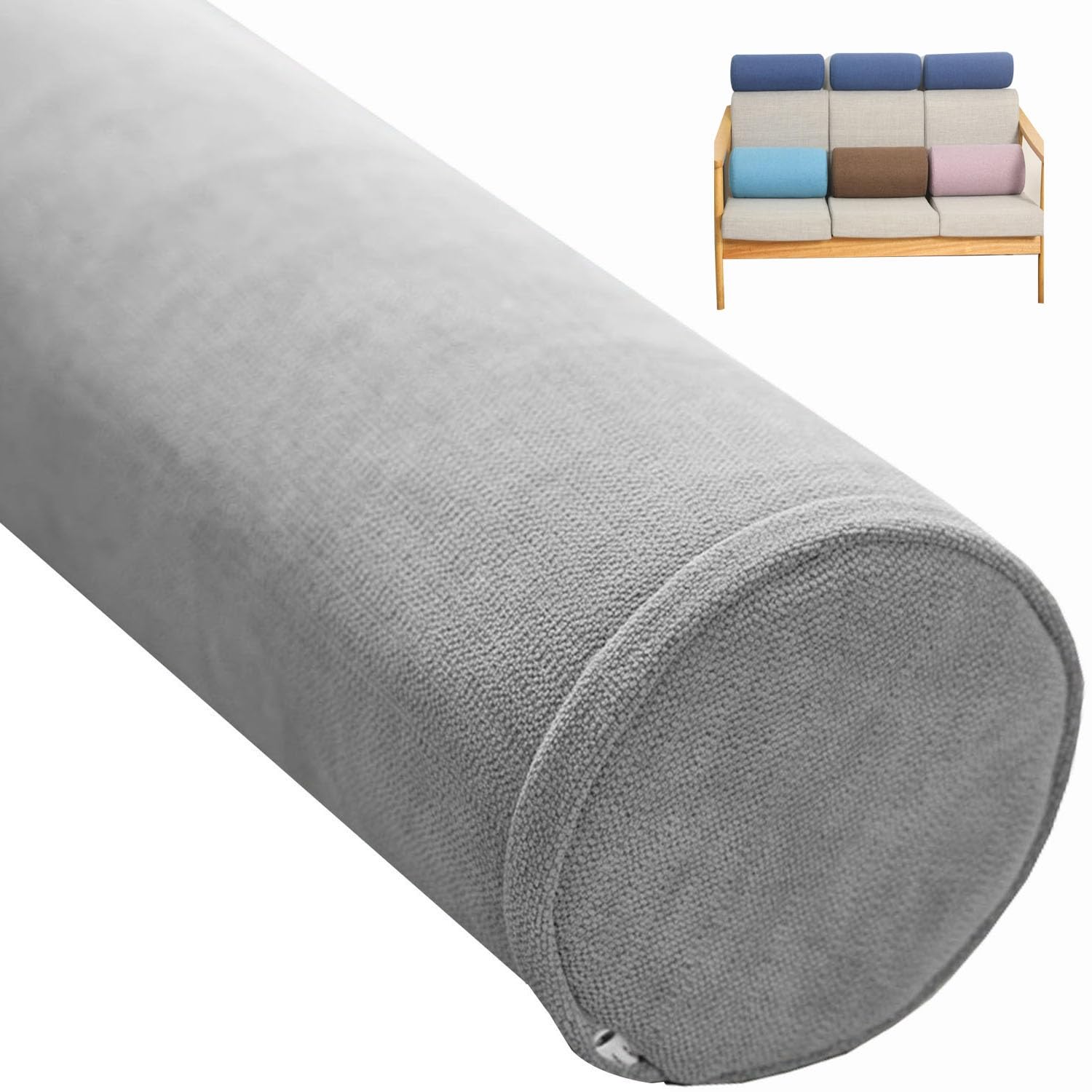 Zylindrisches Yoga-Kissen, abnehmbares Nackenstützkissen für Schlaf, Auto, Sofa und Bett, lange Nackenrolle für Halswirbelentlastung und Komfort, 25 x 15 cm