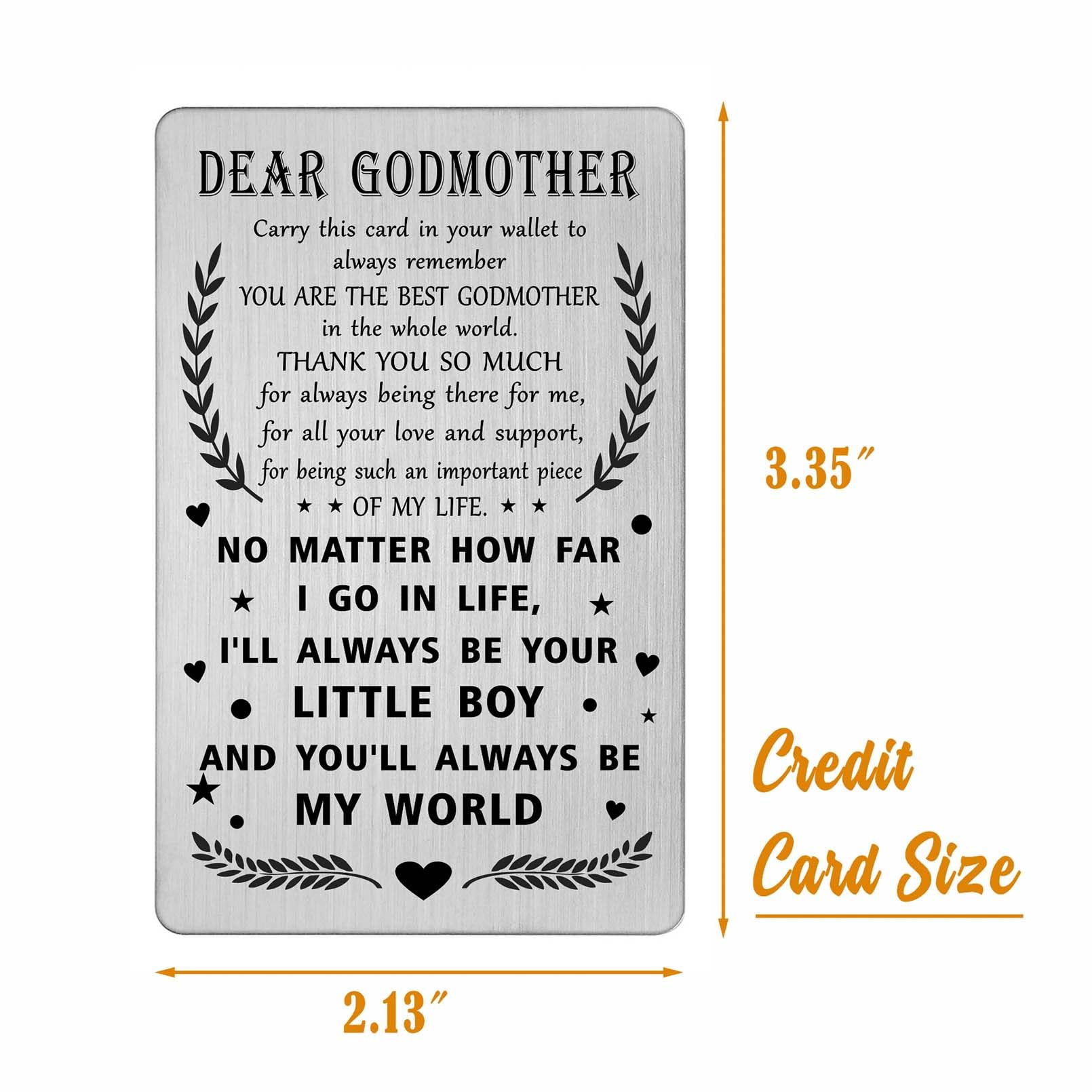 Mothers Day Card for Godmother from Godson - Great Godmother Wallet Card - I Love You Godmother Gifts from Godson - Image 2