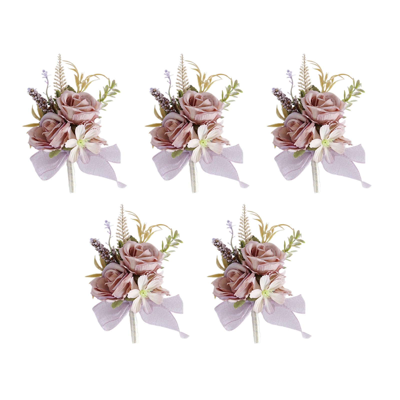Tsophreniq 5Pcs Wedding Corsages Boutonniere Prom Boutonniere for Wedding Ceremony Anniversary, Rose Corsages for Bride and Groom, Artificial Flower Brooch