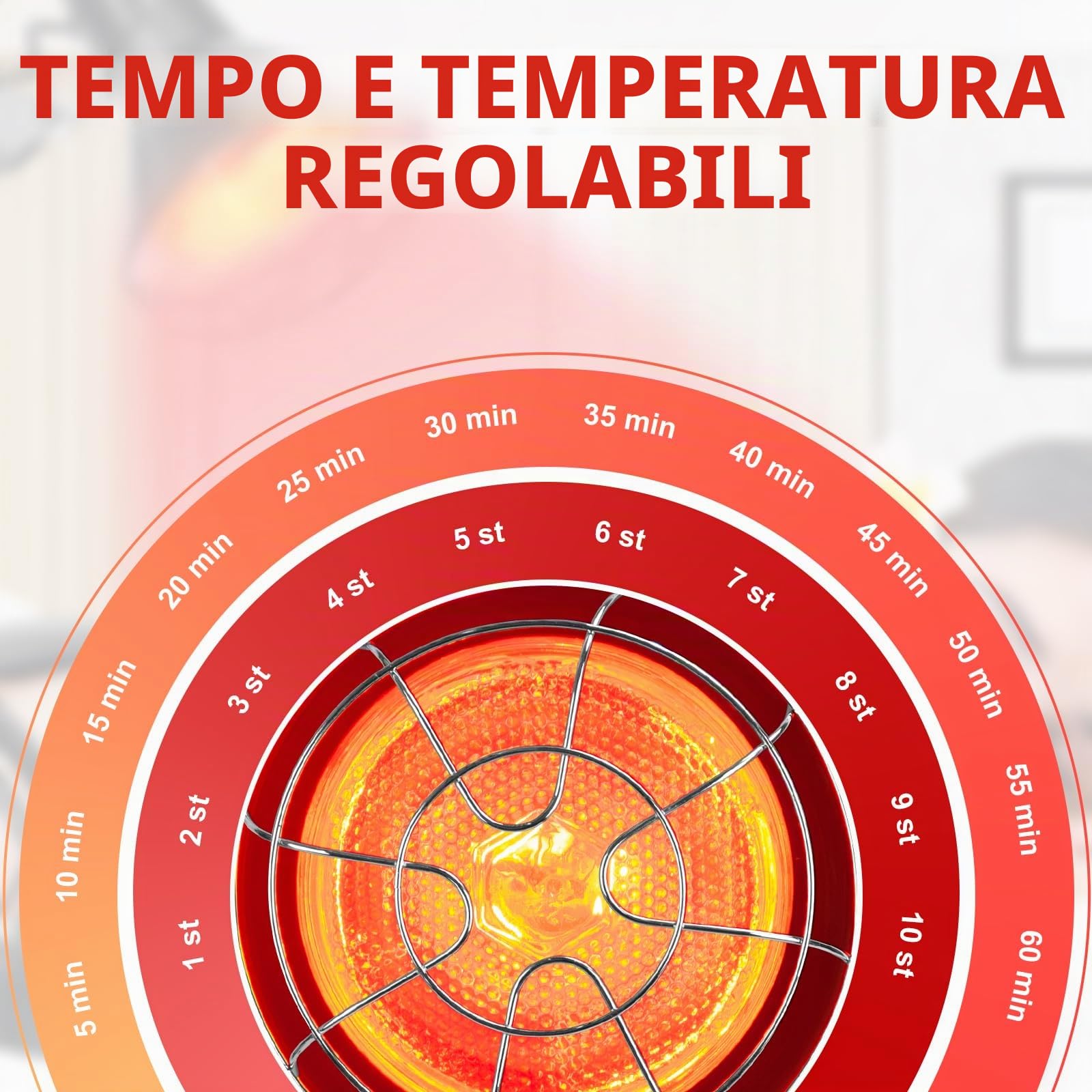 Cozion 150W Lampada di Riscaldamento a In-frarossi, Luce Rossa con Termometro Regolabile, Lampada a In-frarossi Domestica