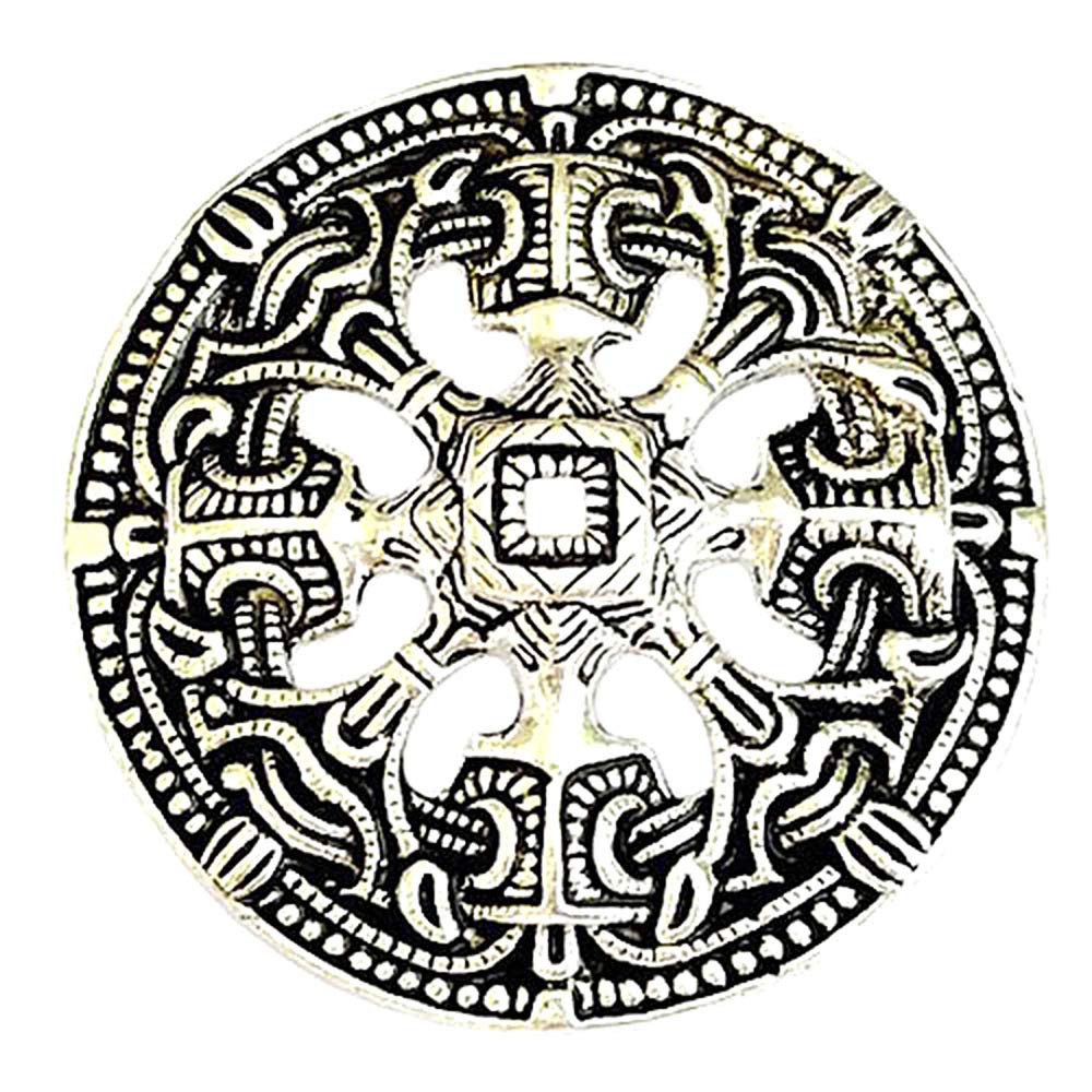 Battle-Merchant Wikinger Scheibenfibel Troendelag im Borrestil Gewandschließe Mystische Brosche Wikinger Gewandschmuck Fibel verschiedene Ausführungen