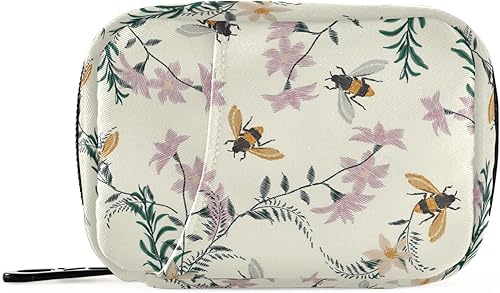 Naanle Pastillero floral de abeja de miel para 7 dĂas bolsa organizadora de pastillas de viaje con cremallera funda semanal portátil tamaño compacto Naanle Pastillero floral de abeja de miel para 7 dĂas bolsa organizadora de pastillas de viaje con cremallera funda semanal portátil tamaño compacto