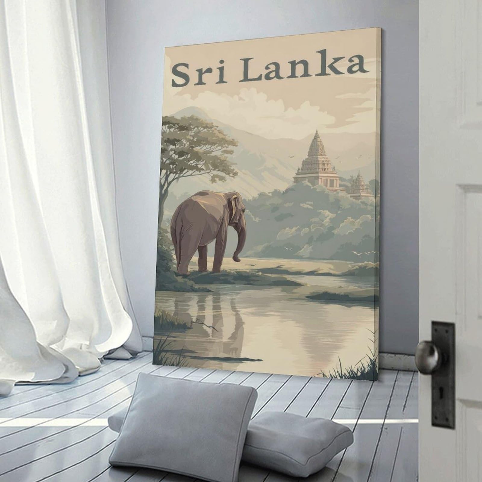 Junmoney Decorative Canvas Print Sri Lanka Travel, 24x36inch(60x90cm), for Entrance Spaces, Stair Walls Or Halls, A Neat Decor Update for Hallways