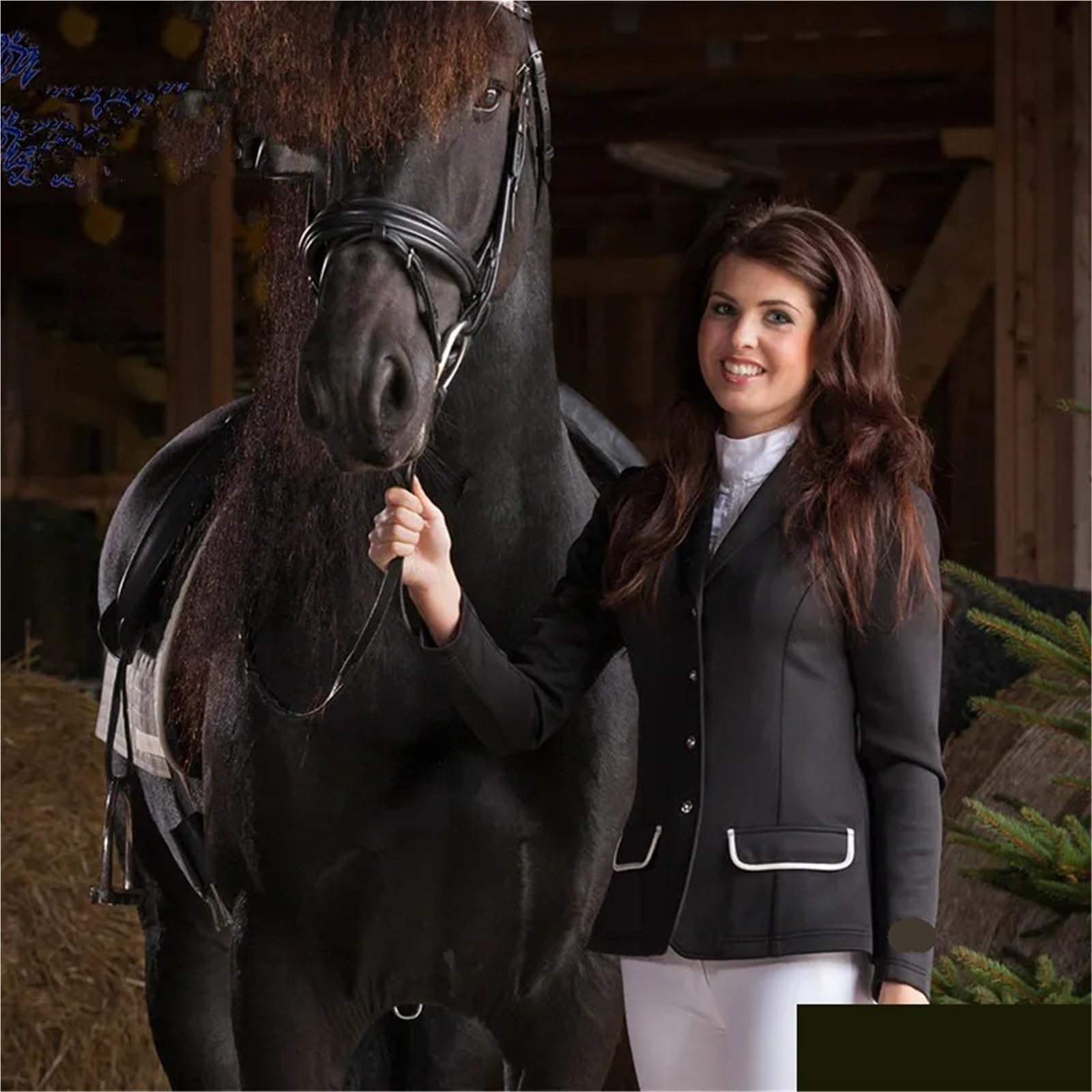 Chaqueta de equitación for mujer, blazer manga larga, estilo ecuestre, modesta, ideal for deportes ecuestres profesionales Para EquitacióN(Black color,36)