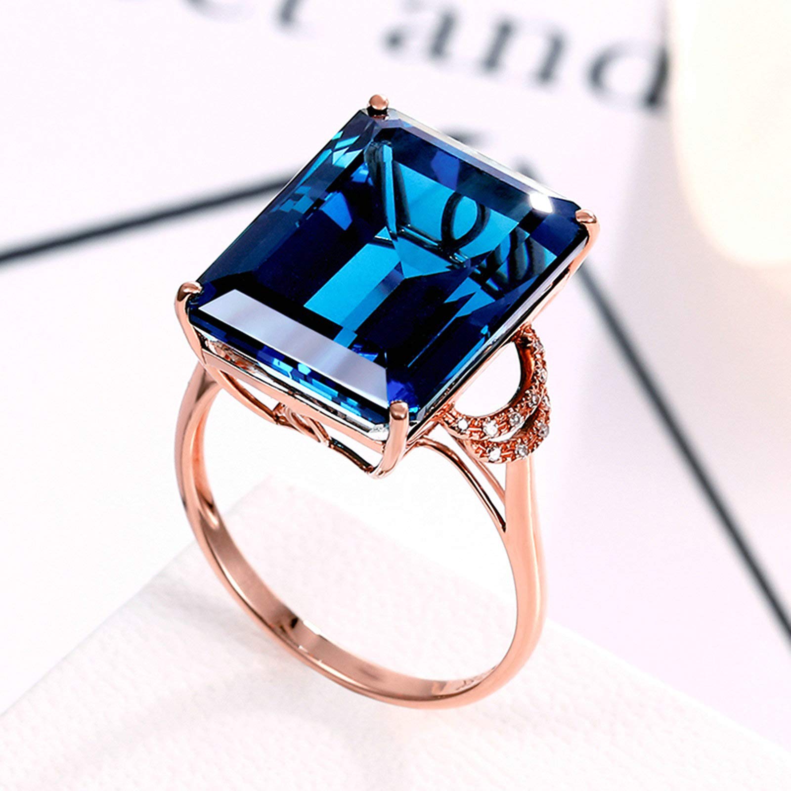 Beydodo Obrączki ślubne z różowego złota 750 prostokątne akwamaryny 3,53 ct pierścionek ślubny pierścionek diament e 18 karatów (750) czerwone złoto, 54 (17,2), colore: różowy (Rosegold), cod. TLLWGZ5663