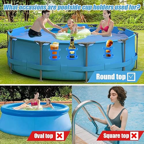 Miniatura 7 de Paquete de 4 portavasos para piscinas sobre el suelo, portavasos de piscina para bebidas sobre el suelo, accesorios de piscina sobre el suelo,