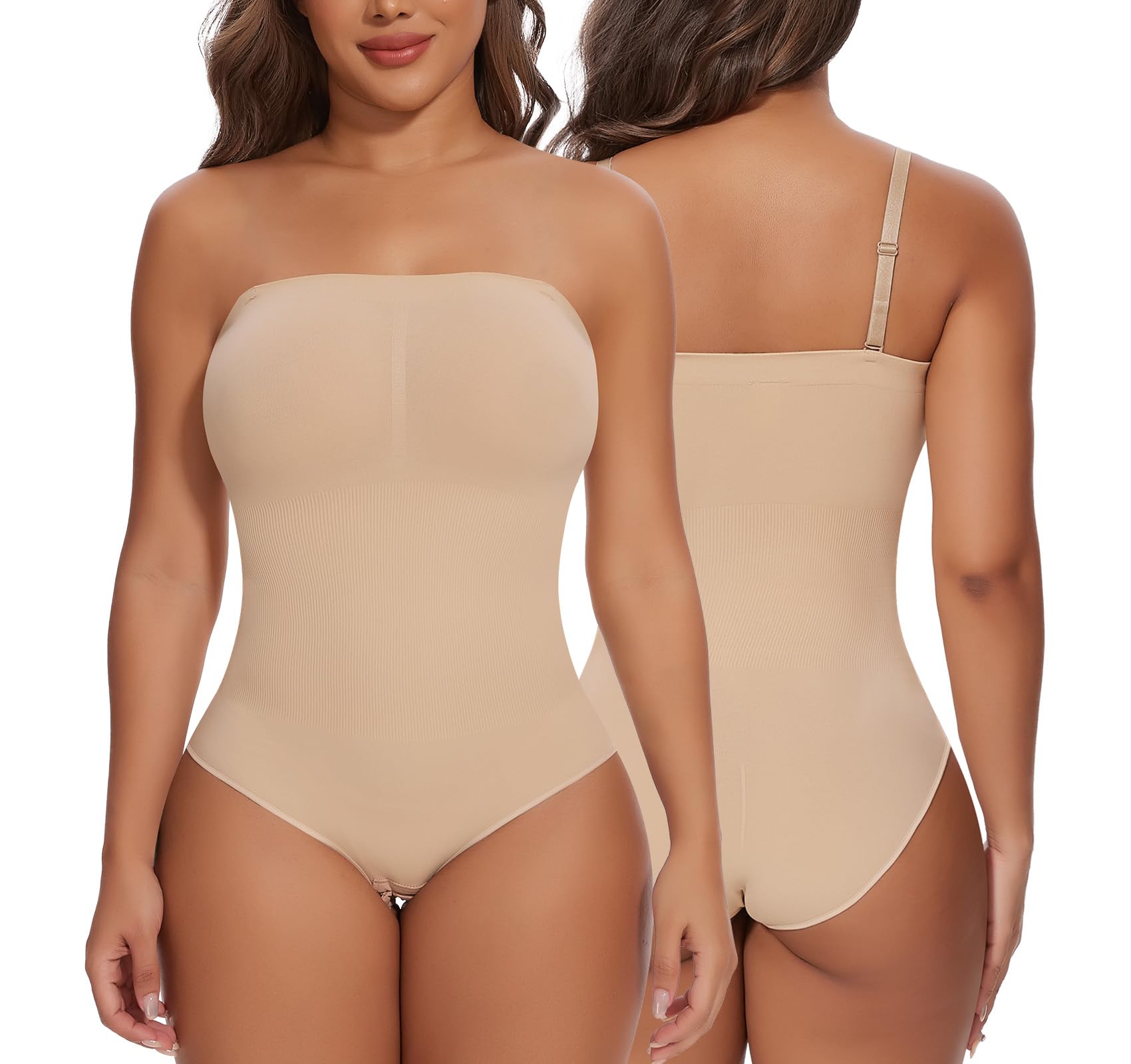 SHAPERIN Donna Body Contenitivo Senza Spalline Shapewear Bodysuit Pancia Piatta Slimming Body Modellante Senza Cuciture Body Shaper