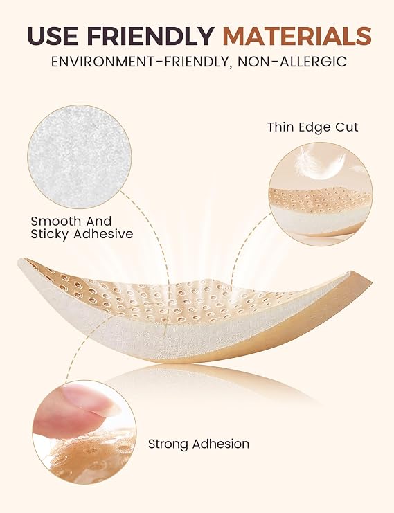 candyfouse Sticky Strapless Bra, Reusable Push Up Bra, Adhesive Bras for Women,Invisible Backless Bras with Nipple Covers