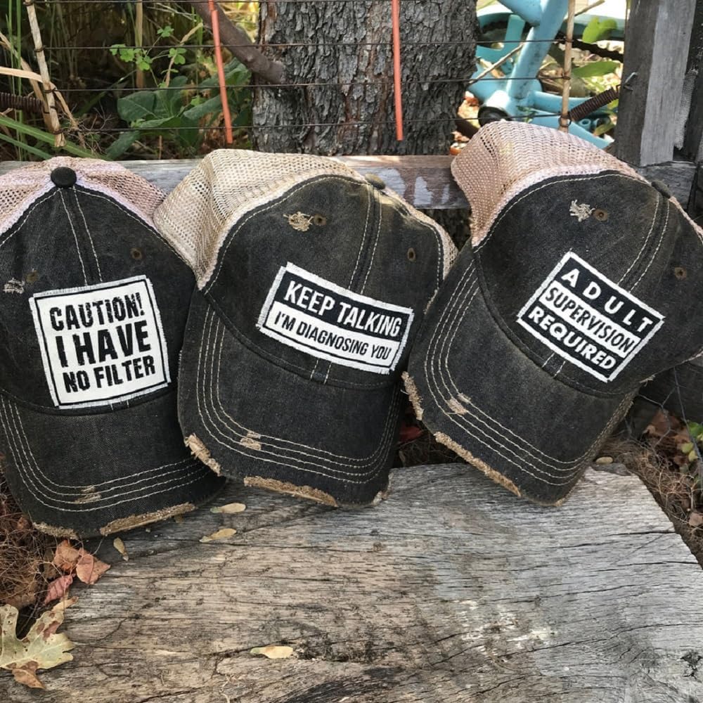 VINTAGE LIFE Distressed Baseball Caps Funny Trucker Hats with Sayings, Unisex (No Filter (Rust)) - Image 5