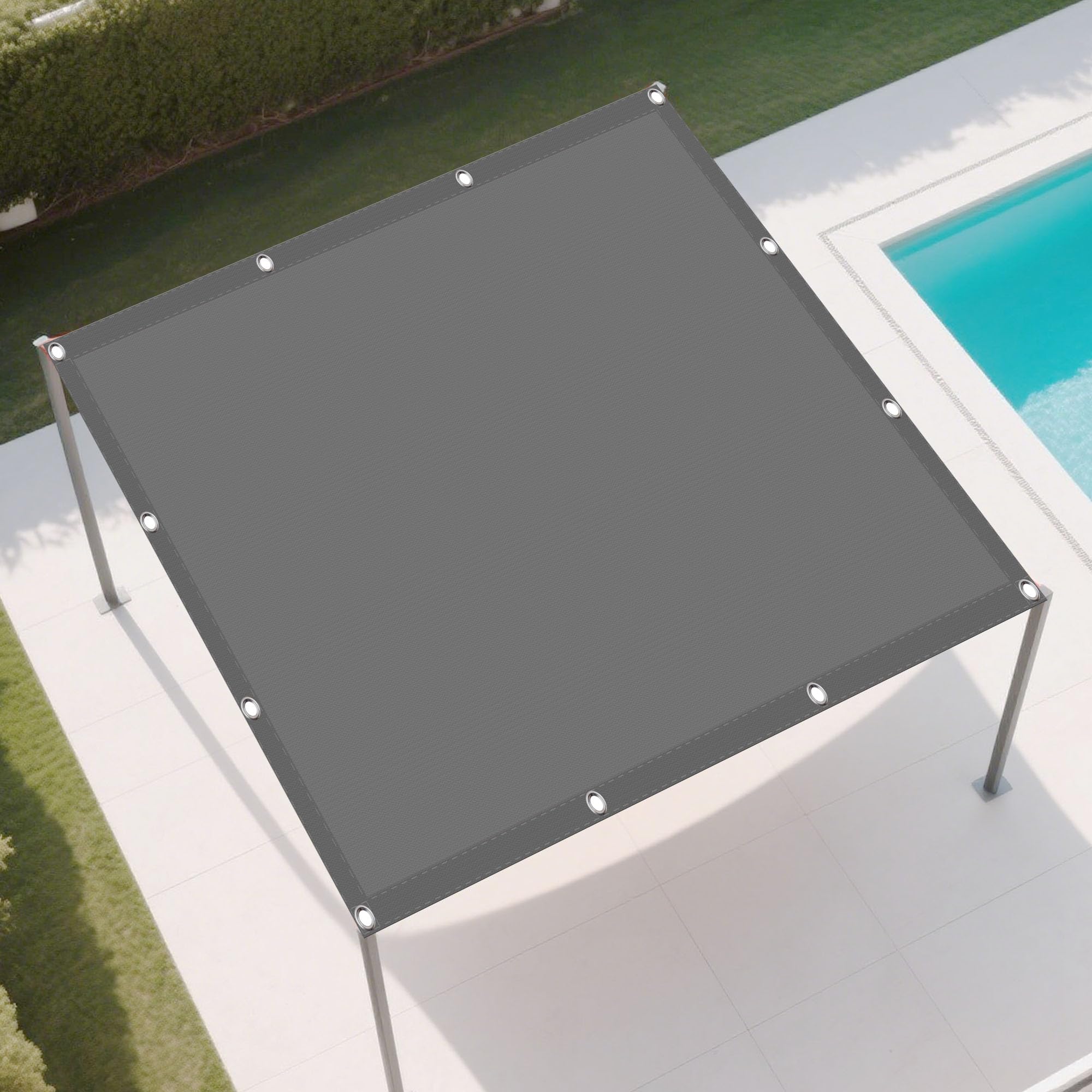 Voile d'ombrage imperméable 2x4,5m gris clair en polyester PES pour le balcon