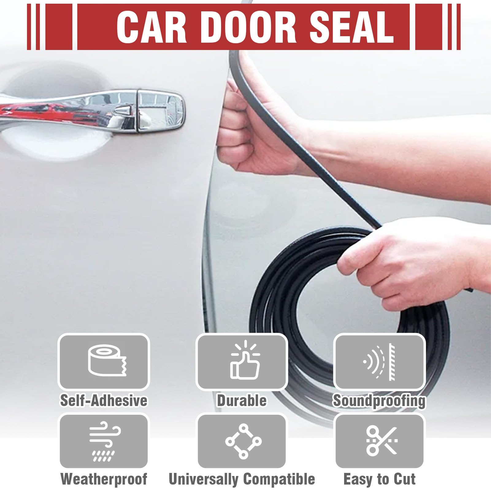 Junta de goma autoadhesiva para puerta de coche, 8 m en forma de D, protección de bordes de goma, protección acústica, impermeable, universal, YuLiMirich