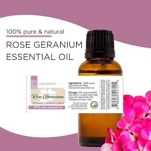 Miniatura 5 de Aceite esencial de rosa y geranio puro sin diluir, de GreenHealth.