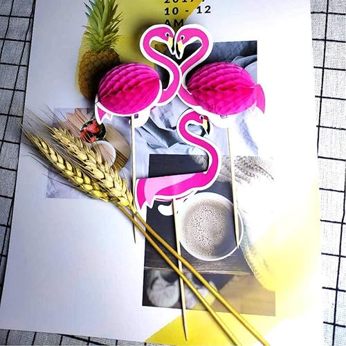 Miniatura 5 de 50 piezas de adornos para cupcakes 3D flamenco para cupcakes Toppers Food Picks Party Cocktail Tropical Cupcake Picks Decoración