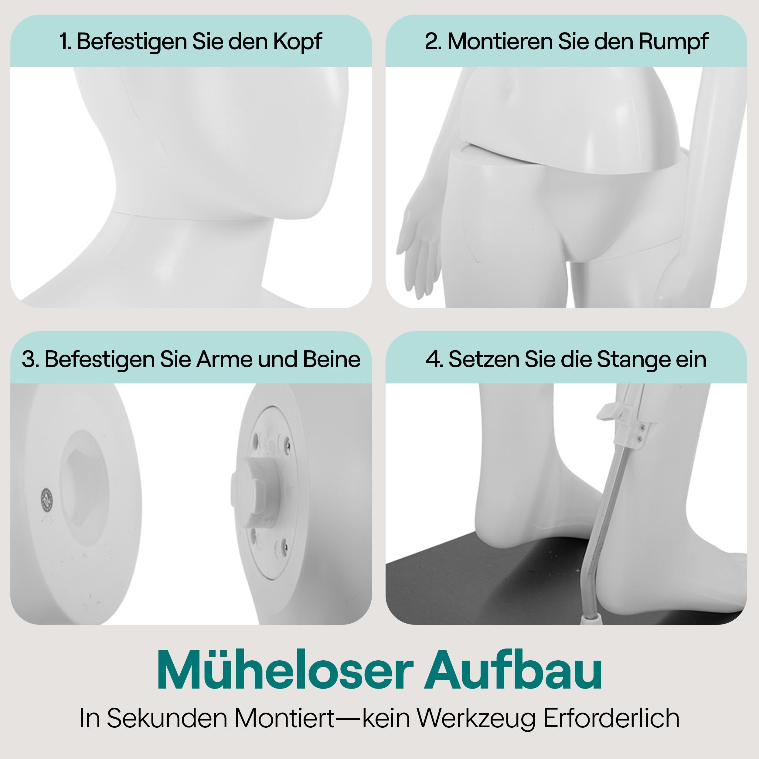 SereneLife Damen-Puppenmodell, 175 cm hoch, Realistisch, Verstellbare Arme und Beine, Drehbarer Kopf, Abnehmbarer Standfuß für Nähen