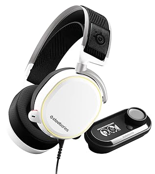 SteelSeries Arctis Pro + GameDAC Wired Gaming Headset - Certified Hi-Res Audio - Dedicated DAC and Amp - for PS5/PS4 and PC | White