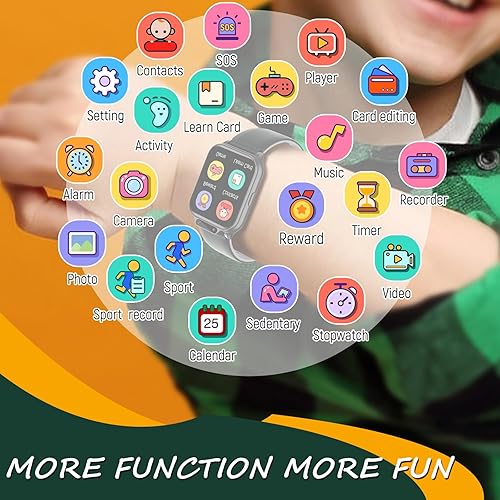 Miniatura 5 de Reloj inteligente para niños, rastreador de actividad física de 1.85 pulgadas con frecuencia cardíaca, monitor de sueño, relojes inteligentes