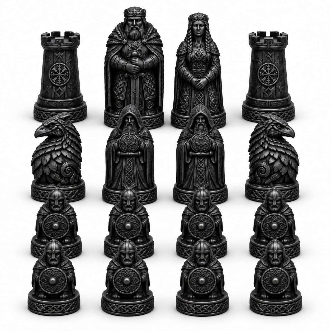 16pcs3D Vintage Nordic Chess Pieces, Home Decor Collectible Gift for Chess Enthusiasts