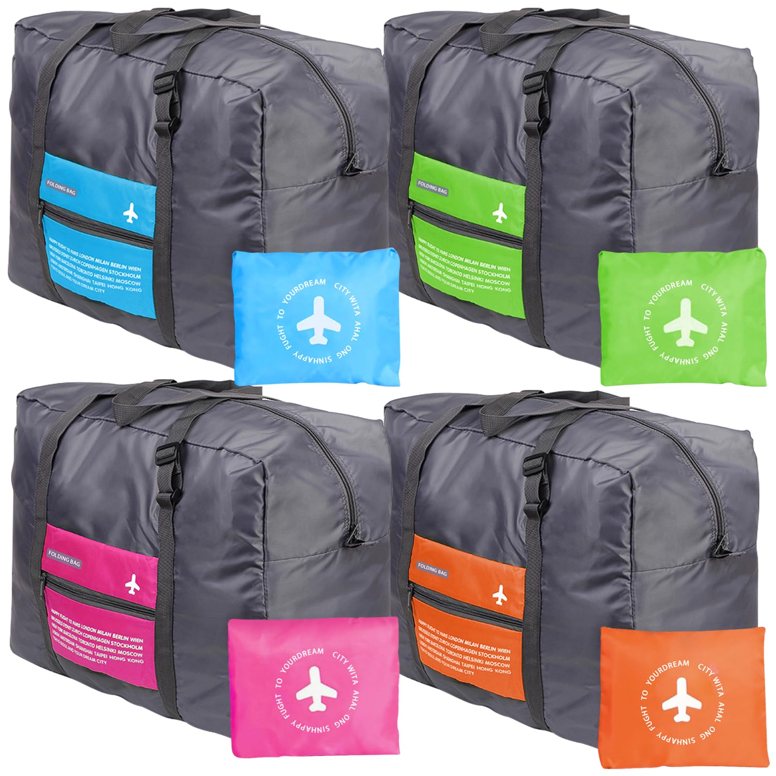 4PCS Travel Bag Foldable Clothes Bag Waterproof Storage Shoulder Bag Nylon Duffel for Men Women 32 Liter|（4PCS）-image-37