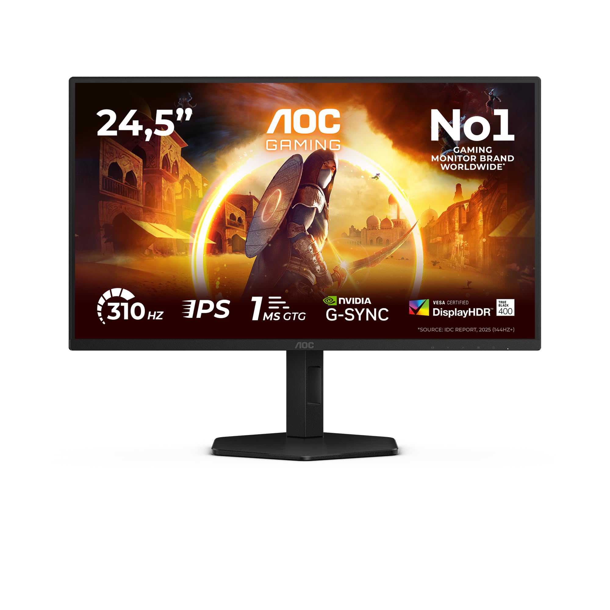 AOC Gaming 25G4SXU - 25-calowy monitor Full HD, 310 Hz, 1 ms, FreeSync Prem., Comp. G-Sync, HDR10 (1920x1080, 2X HDMI 2.0, 1x DisplayPort 1.4) Czarny Szary