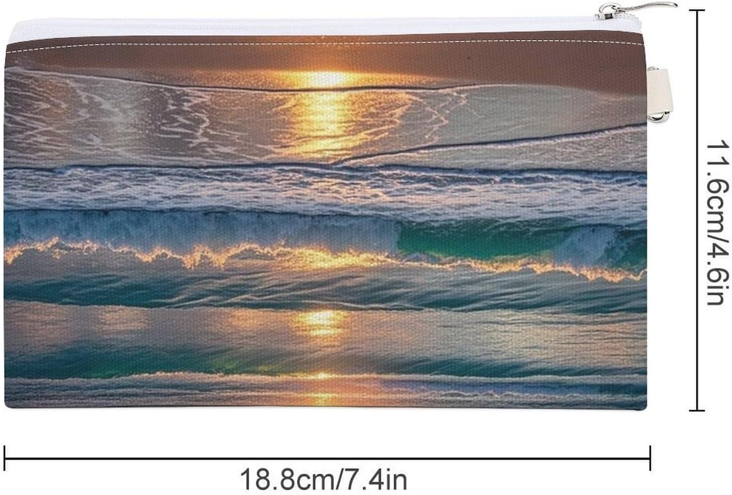 Beach Maui Hawaii Sunset Coin Purse Portable Canvas Coin Pouch with Zipper Mini Coin Pocket Pouch Change Holder Slim Cash Change Wallet Lightweight Cute Coin Bag for Men Women