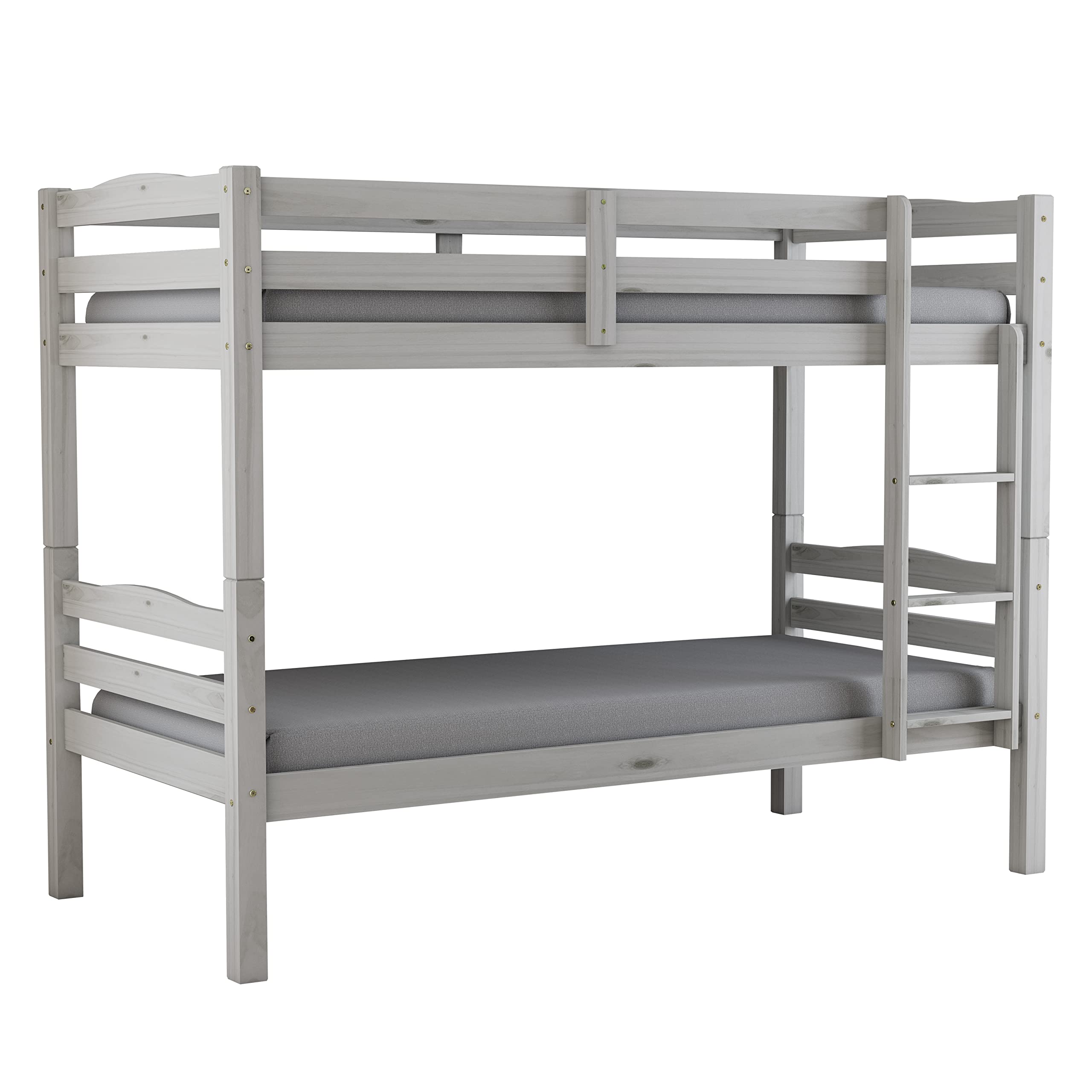 Arredo Stock Letto a castello in legno di pino massello utilizzabile come due letti singoli, 90x190x150 cm (Bianco)