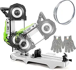 Serra de fita para serviço pesado com iluminação LED - Resfriamento 5D, base ajustável de 0 a 45°, corte redondo de 120 mm/quadrado de 120 x 120 mm, operação sem faíscas para aço inoxidável/cabos