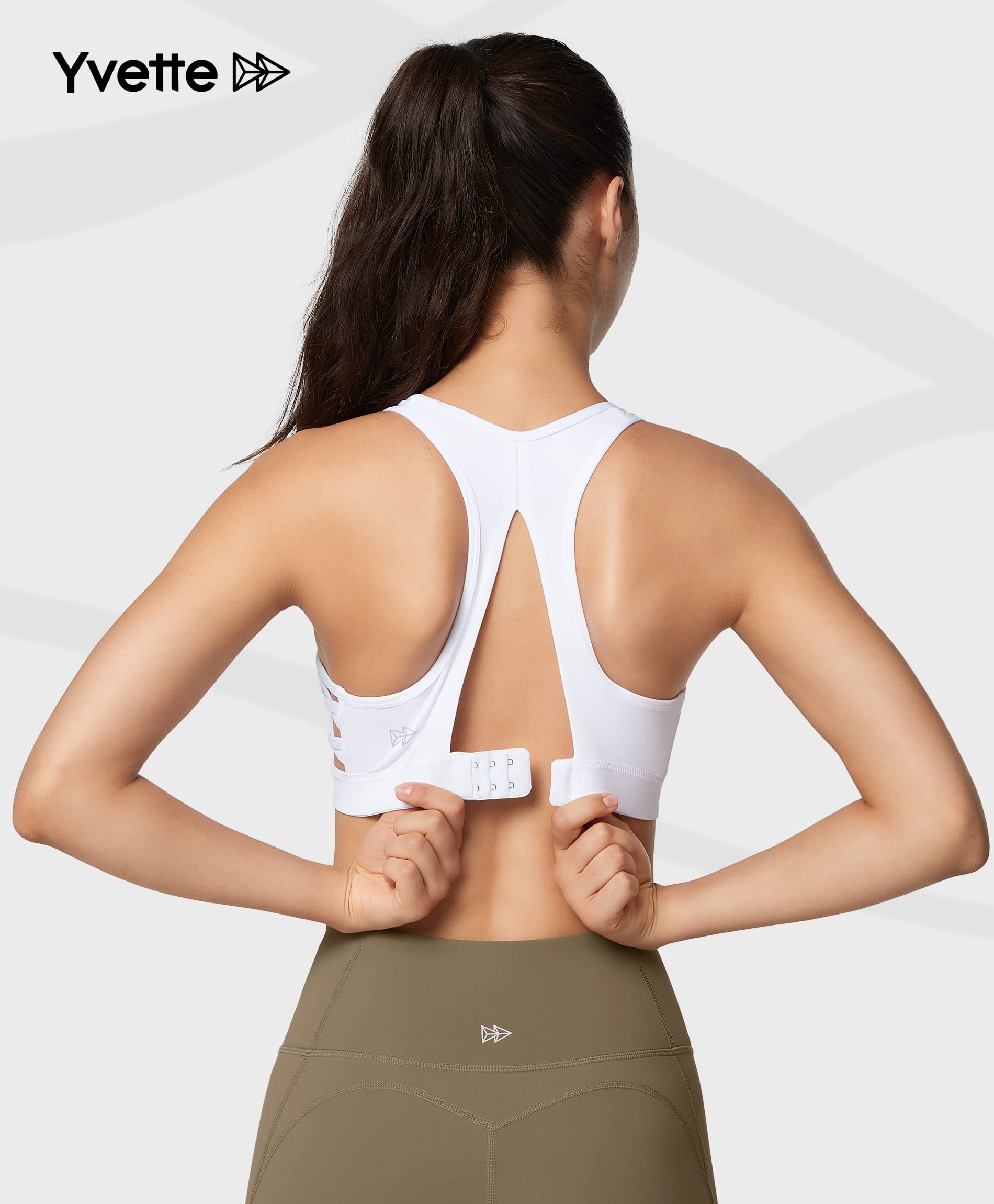 Yvette Reggiseno Sportivo Forte Supporto Mesh Racer Gap sul Lato Posteriore Seni Grandi Senza Ferretto Imbottito per Il Fitness Corsa Yoga