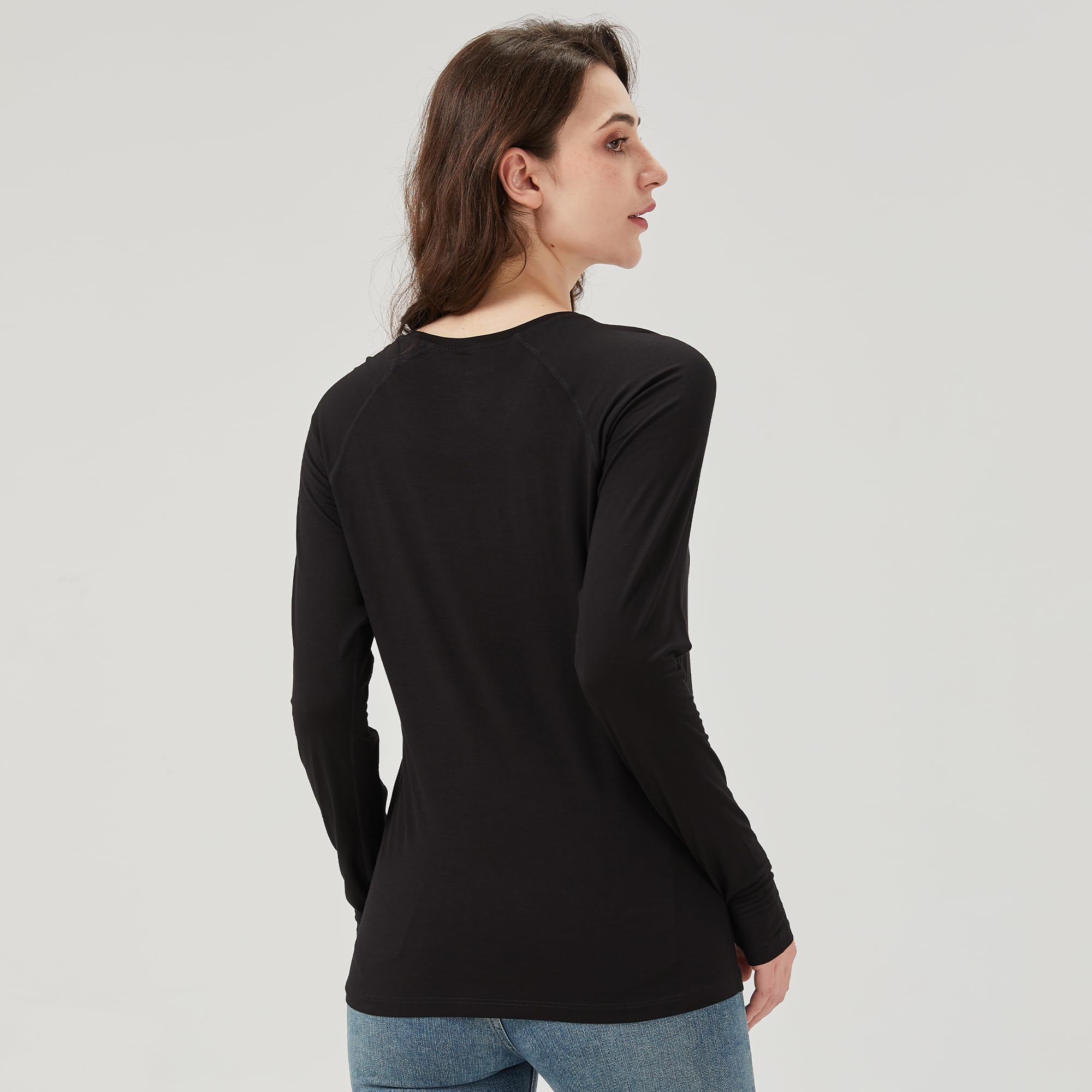 netdraw Camiseta de entrenamiento de viscosa de bambú ultrasuave para mujer, manga larga, ligera, con agujeros para los pulgares