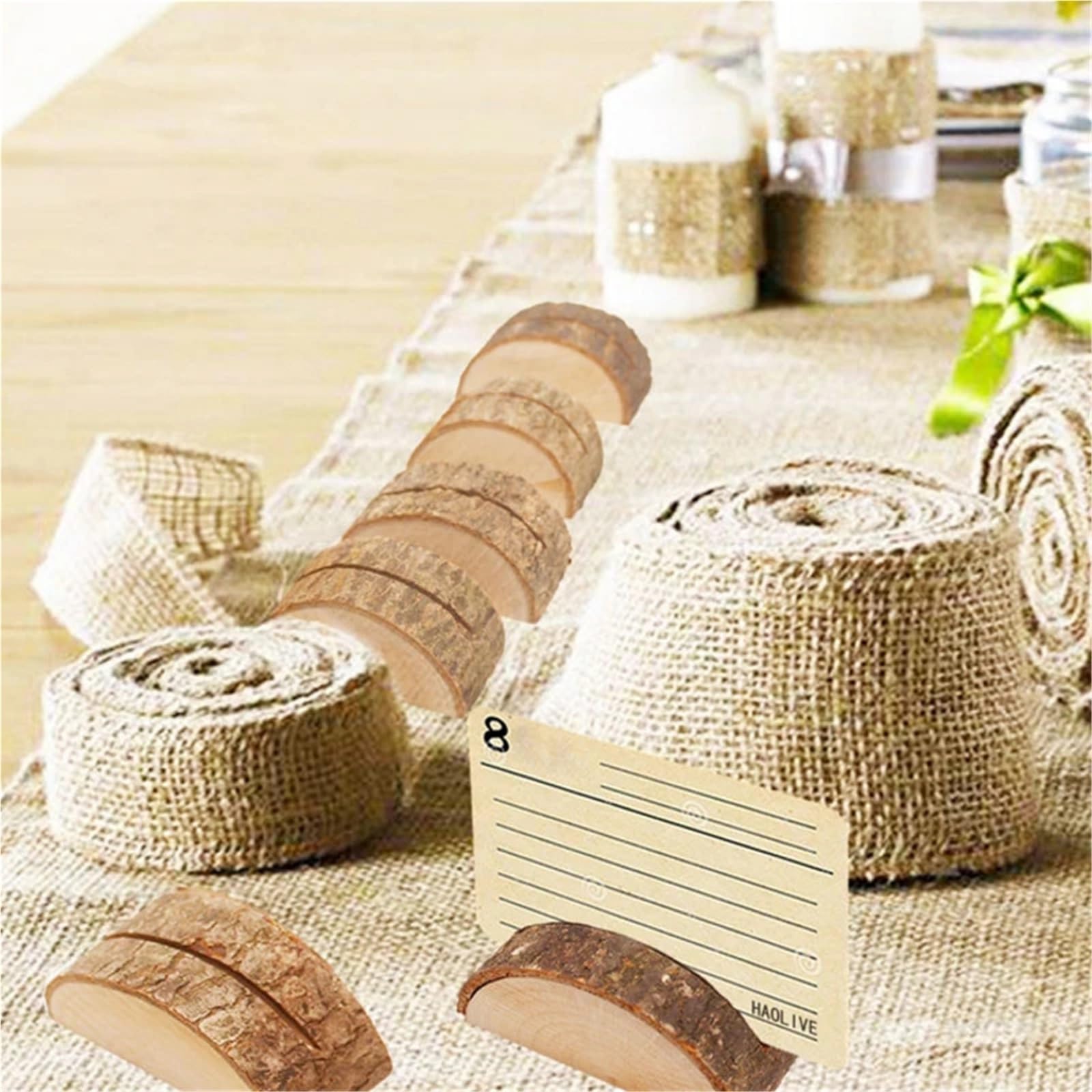 40 Stück natürliche halbrunde Holz-Kartenhalter Stumpf Hochzeit Party Ständer