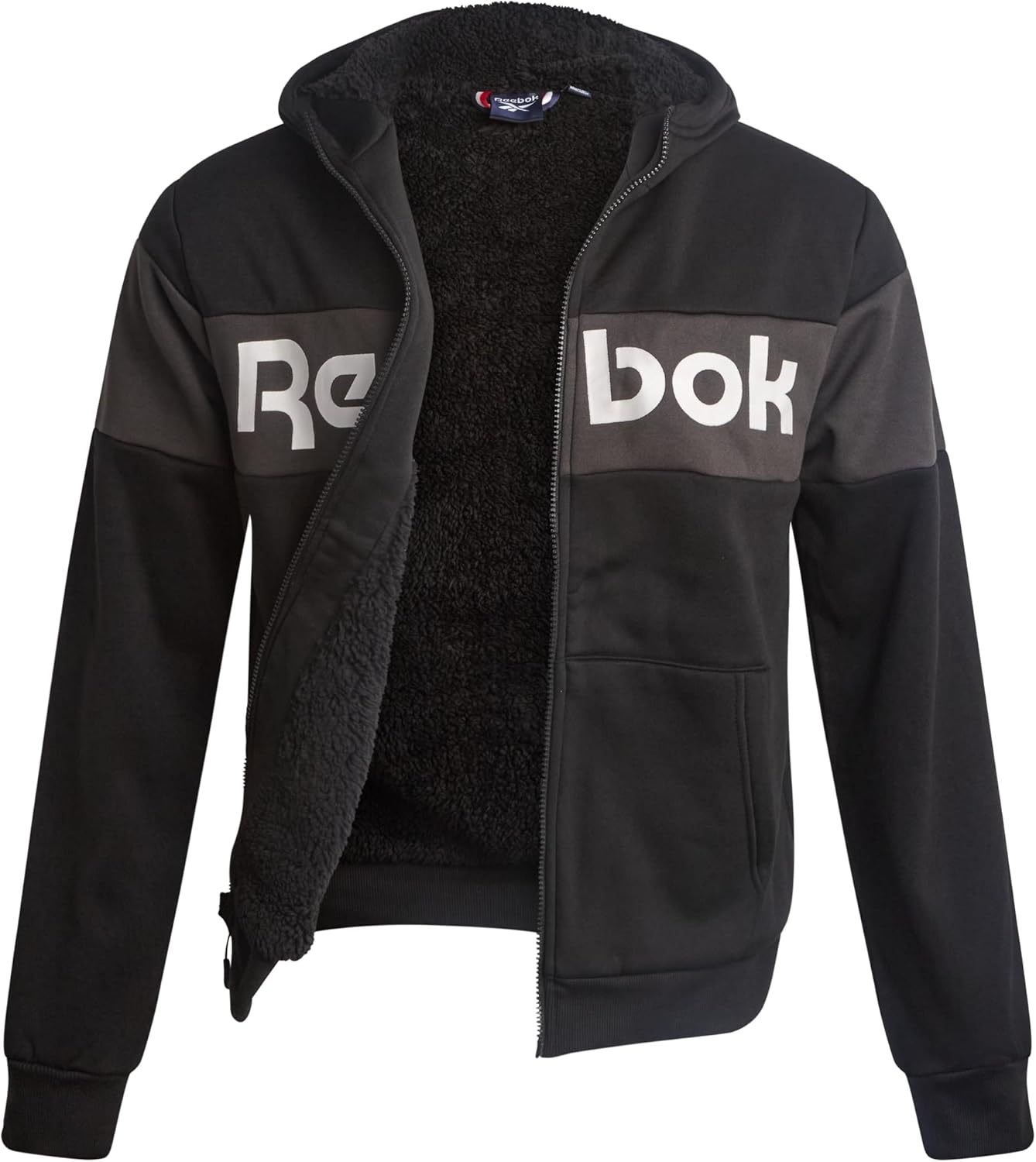 Reebok Mens Zip Up Hoodie - Midweight Softshell Fleece Cozy Sherpa Lined Outdoor Sweatshirt Extra Warm Hoodie for Men