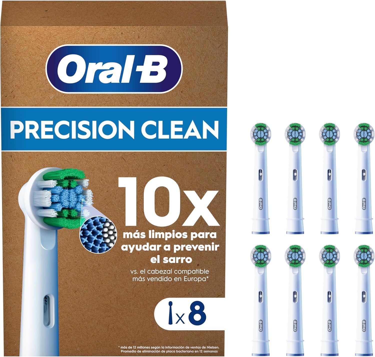 Oral-B Pro Precision Clean Cabezales de Recambio Originales, Blanco, Pack de 10 - Recambios para Cepillo de Dientes Eléctrico Oral B Pro, 3 Tipos de Filamentos para Un Cepillado Preciso — view 10