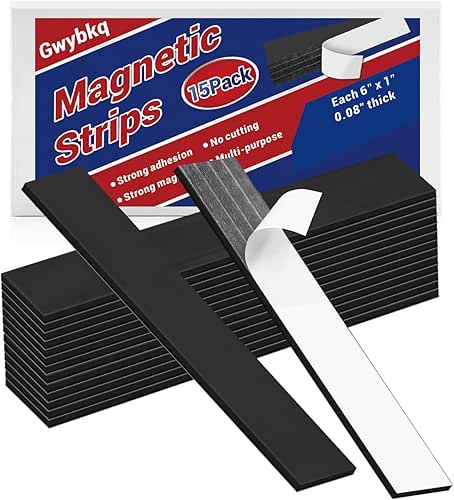 Magnetic Strips 15 Pack Flexible Magnetic Tape with Adhesive Backing