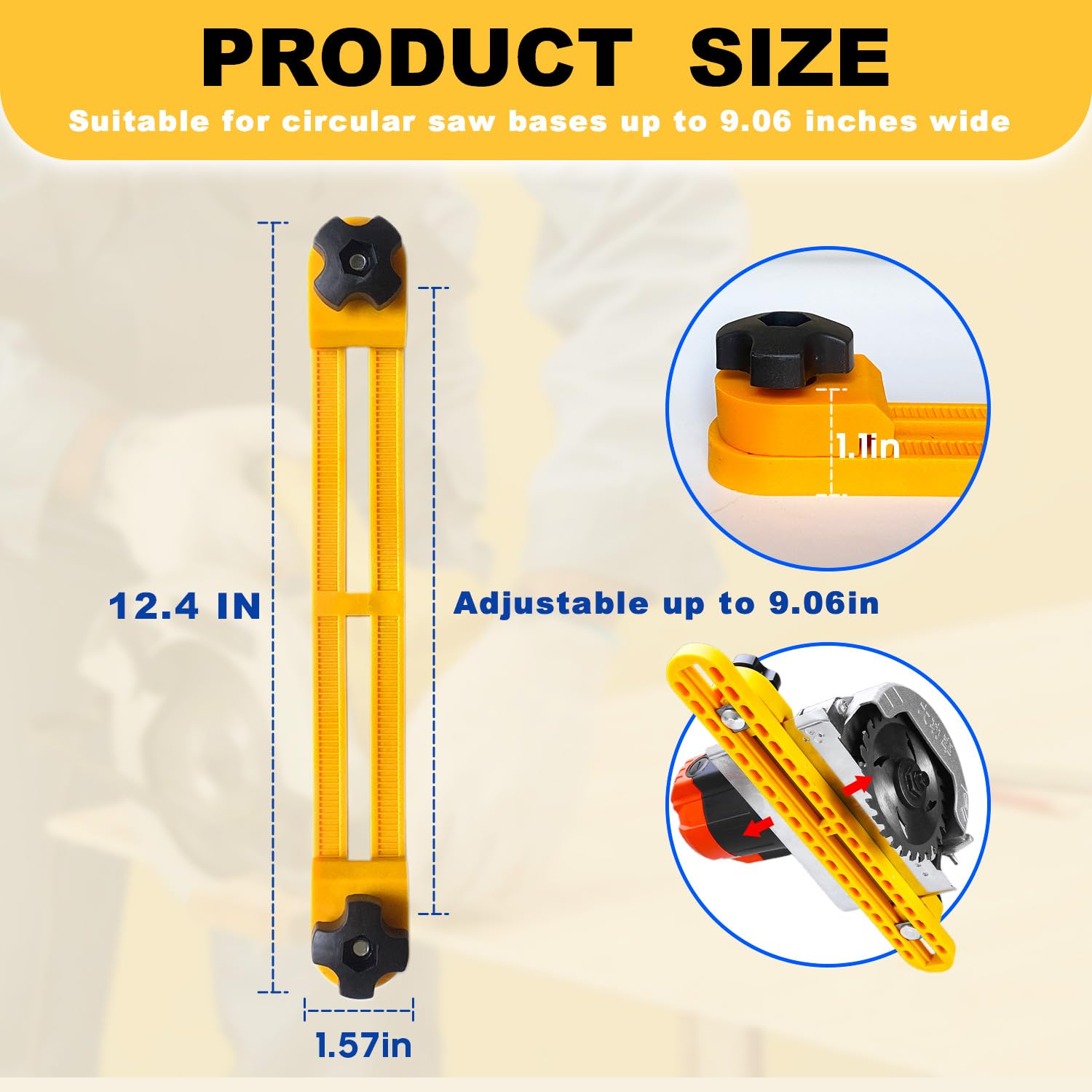 Adjustable Guide Rail for Circular Saw Track Saw Guide Rail for 4-6 in Cutting Machine Wood Precision Cutting Guide Suitable for Circular Saw Base Up to 9 Inches Wide - Image 2