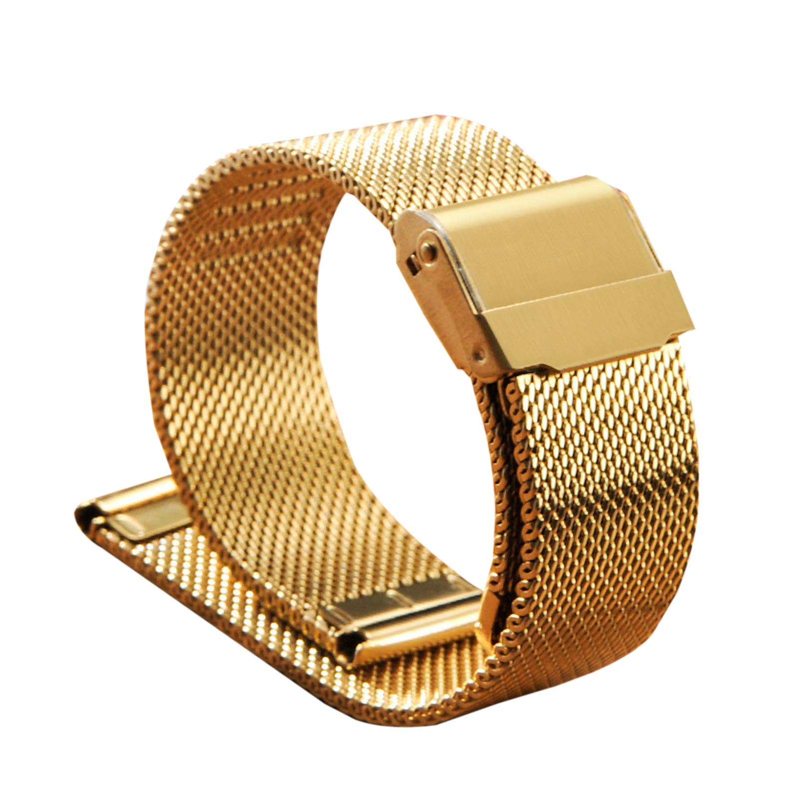 Elonglin Stainless Steel Bracelet Watchbands Watch Straps for Men Women Mesh Solid Links 16mm Gold