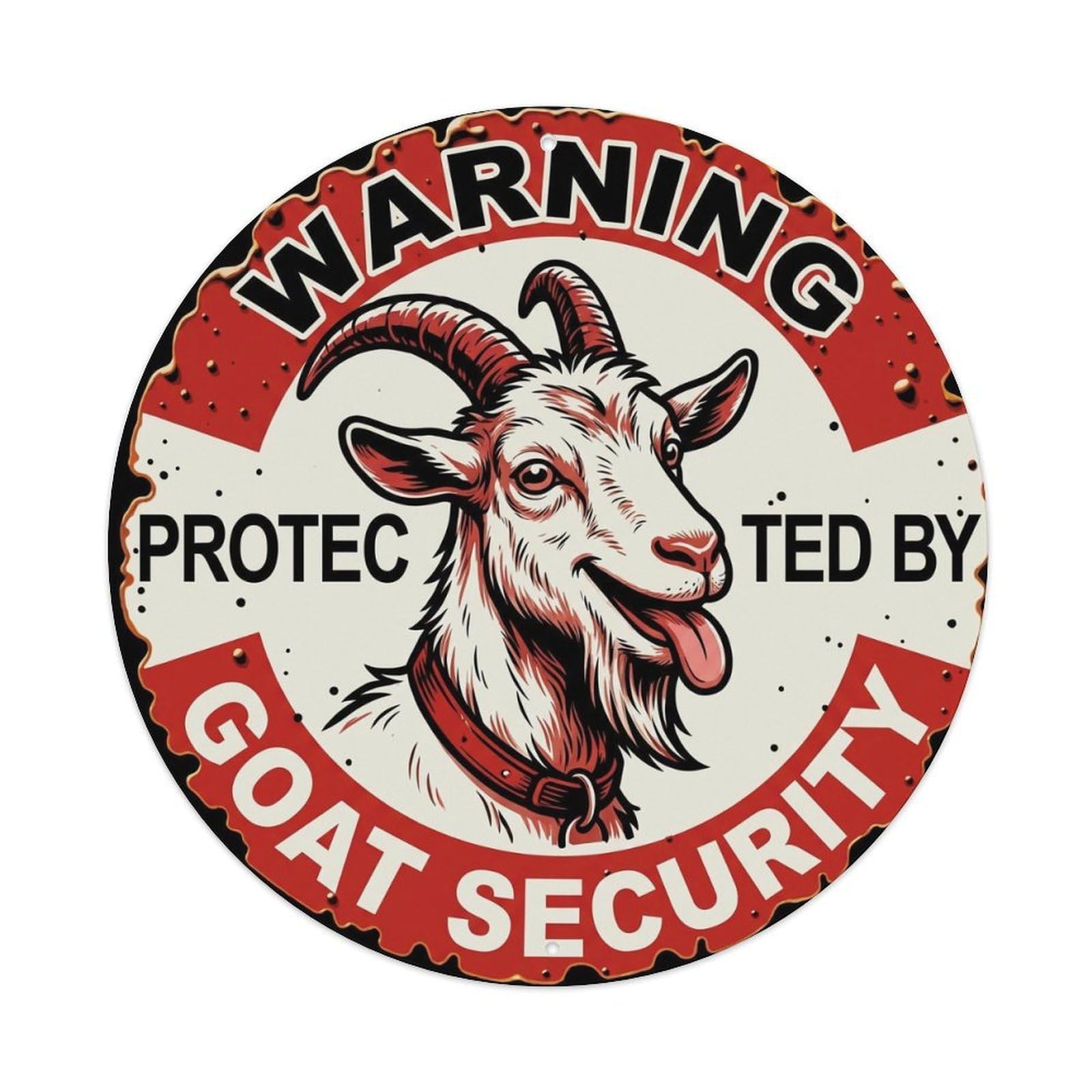 Tgrcjimh Style Metal Tin Sign Warning Protected By Goat Security Vintage