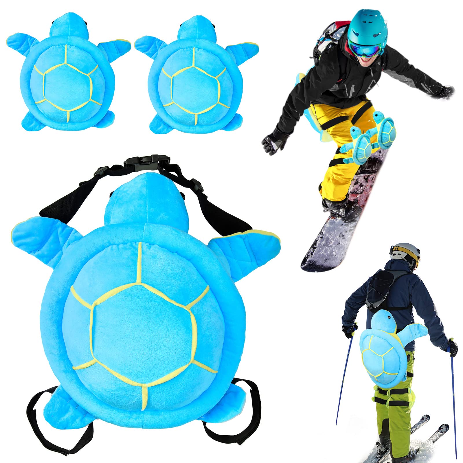 3pcs Turtle Butt Pads for Snowboarding Ski Protective Gear Set Cute Turtle 3D Hip Protectors for Skating Tortoise Cushion Padded Turtle Knee Pad for Kids Adults Skiing Roller Protection