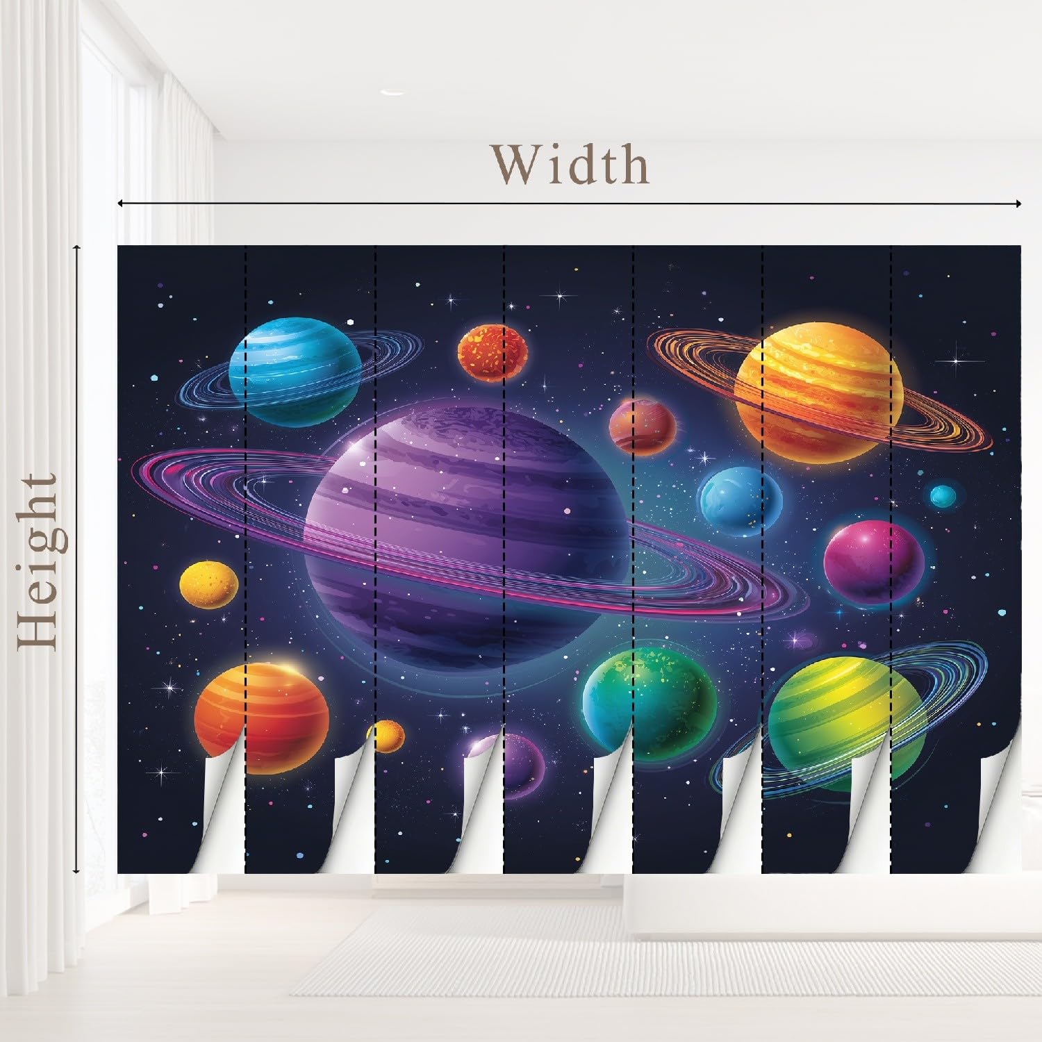 Mural de pared de astronomía de ciencia ficción del espacio exterior, diseño de planetas del sistema solar, calcomanías de pared para decoración del hogar, fondo de televisión, gran arte, pintura